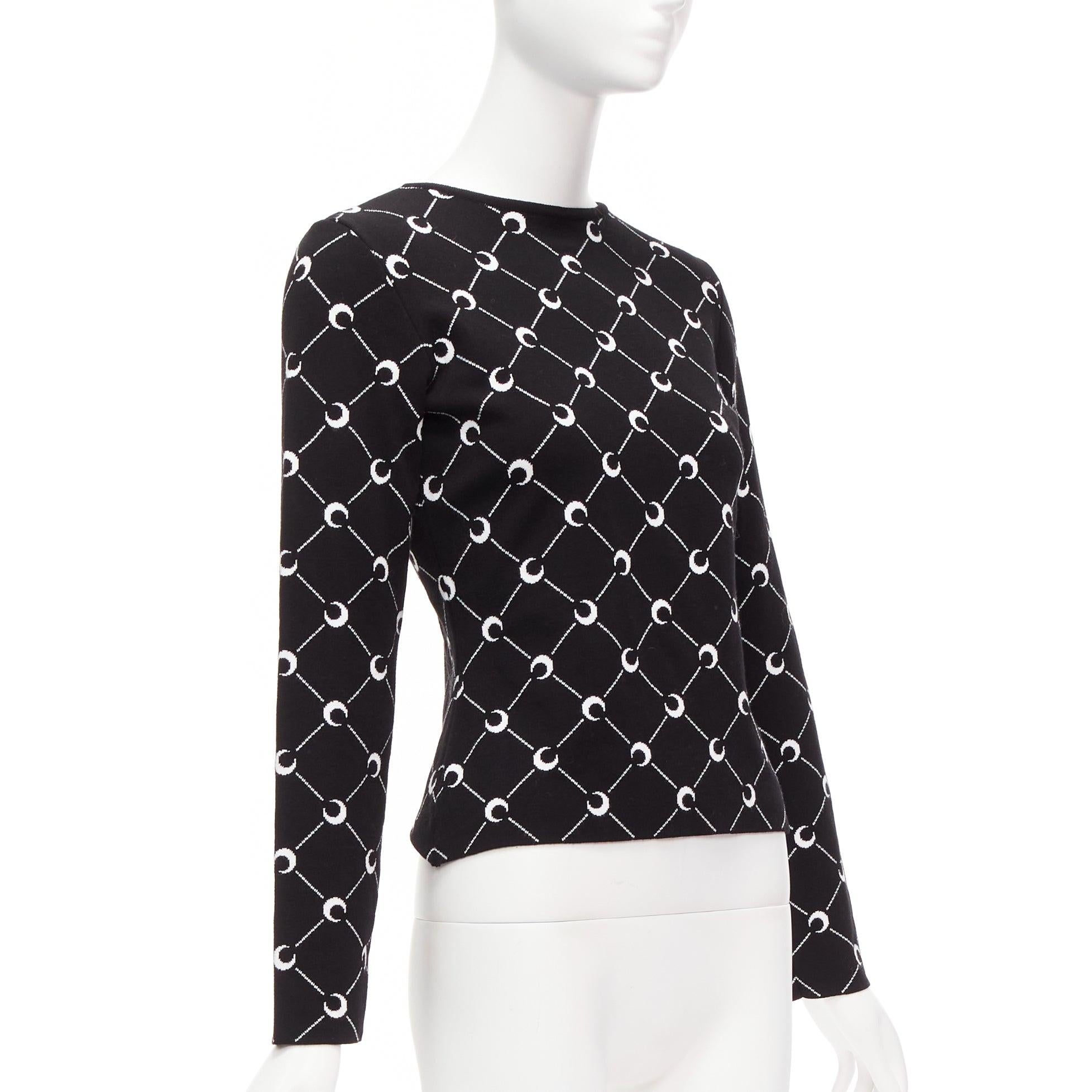 MARINE SERRE 2019 black white Crescent Moon knitted long slevee sweater top M In Excellent Condition For Sale In Hong Kong, NT