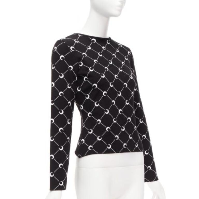 MARINE SERRE 2019 Schwarz-weißer Crescent Moon gestrickter langer slevee Pullover mit Halbmondmuster M im Zustand „Hervorragend“ im Angebot in Hong Kong, NT