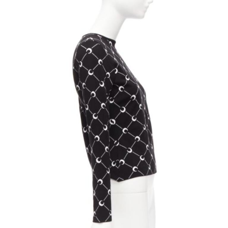 MARINE SERRE 2019 Schwarz-weißer Crescent Moon gestrickter langer slevee Pullover mit Halbmondmuster M Damen im Angebot