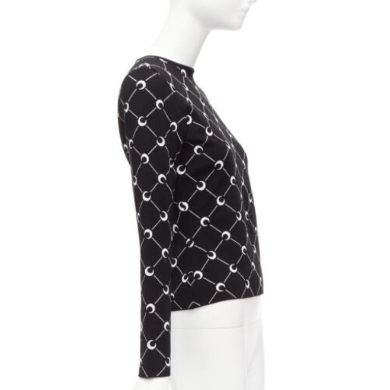 MARINE SERRE 2019 Schwarz-weißer Crescent Moon gestrickter langer slevee Pullover mit Halbmondmuster M im Angebot 2