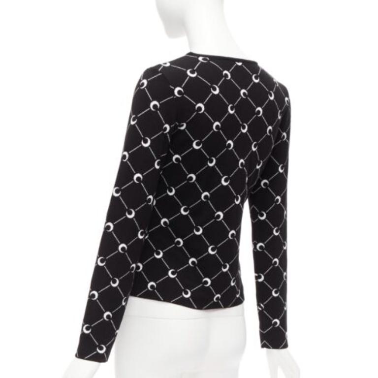 MARINE SERRE 2019 Schwarz-weißer Crescent Moon gestrickter langer slevee Pullover mit Halbmondmuster M im Angebot 3