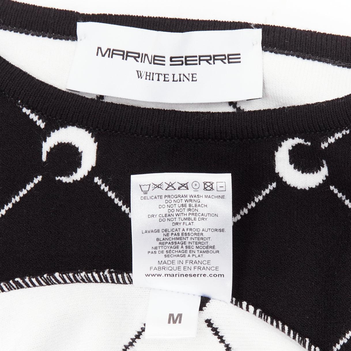 MARINE SERRE 2019 black white Crescent Moon knitted long slevee sweater top M For Sale 5