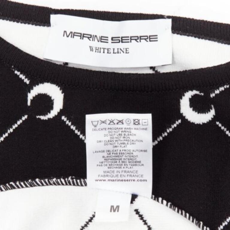 MARINE SERRE 2019 Schwarz-weißer Crescent Moon gestrickter langer slevee Pullover mit Halbmondmuster M im Angebot 5