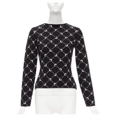 MARINE SERRE 2019 black white Crescent Moon knitted long slevee sweater top M