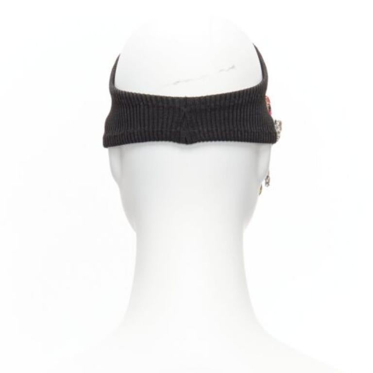 MARINE SERRE Black Moon logo jewel brooch ribbed headband For Sale 1