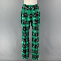 MARINE SERRE FW 19 Size S Green Multi-Color Polyester Wool Plaid Dress Pants