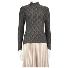 Marine Serre Grey Graphic Mock Neck Knit Top Size M