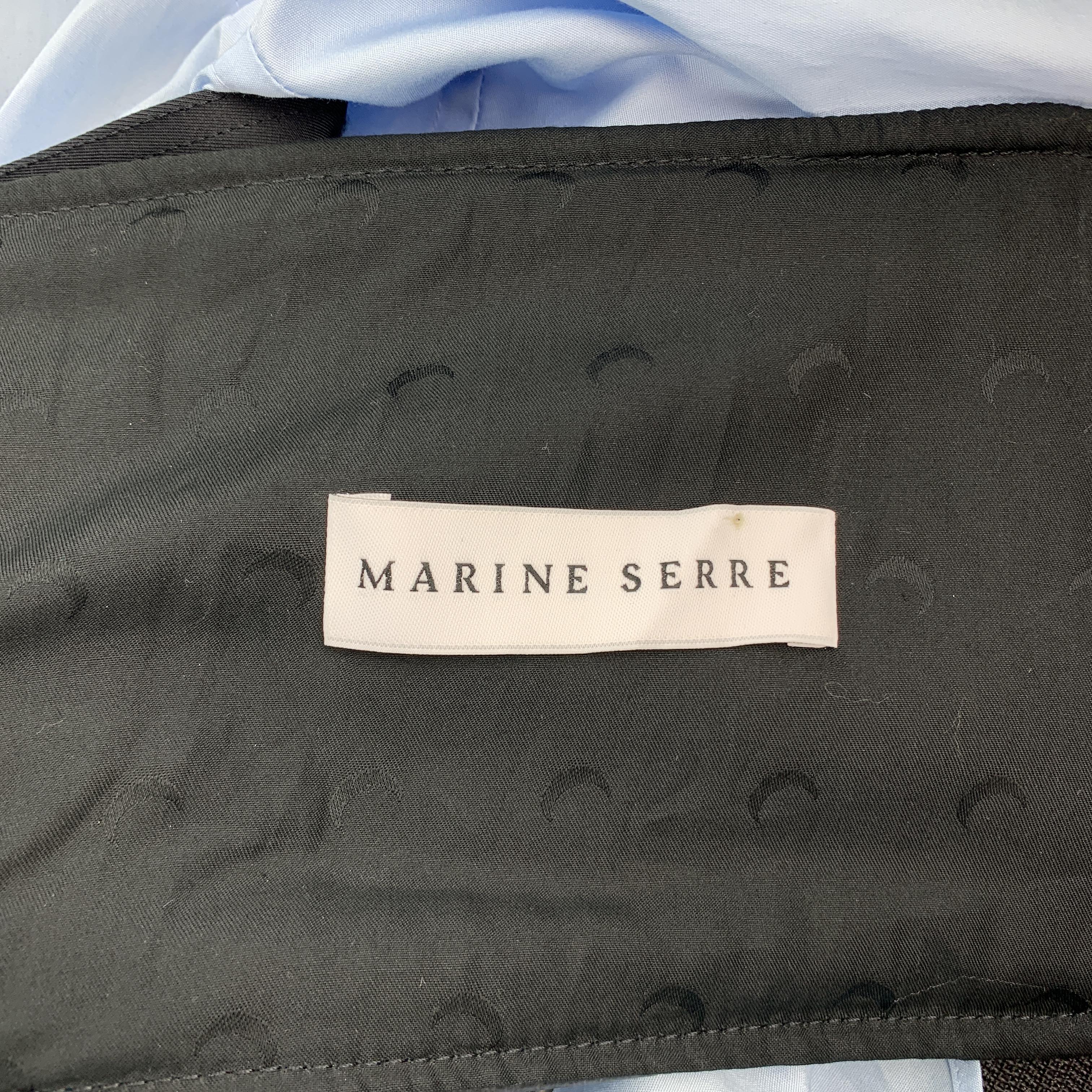 Women's MARINE SERRE Light Blue Cotton Black Leather Bustier Belt Blouse