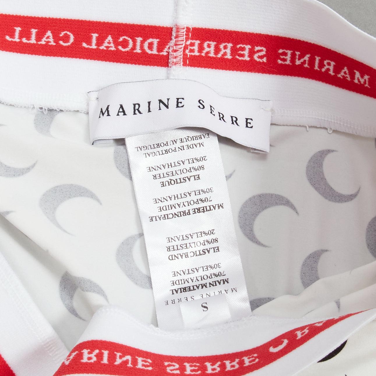 MARINE SERRE white black moon logo monogram waistband leggings S For Sale 2