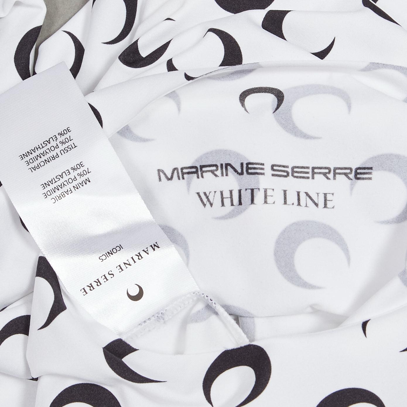 MARINE SERRE White Line black crescent moon print second skin stretch top S For Sale 3
