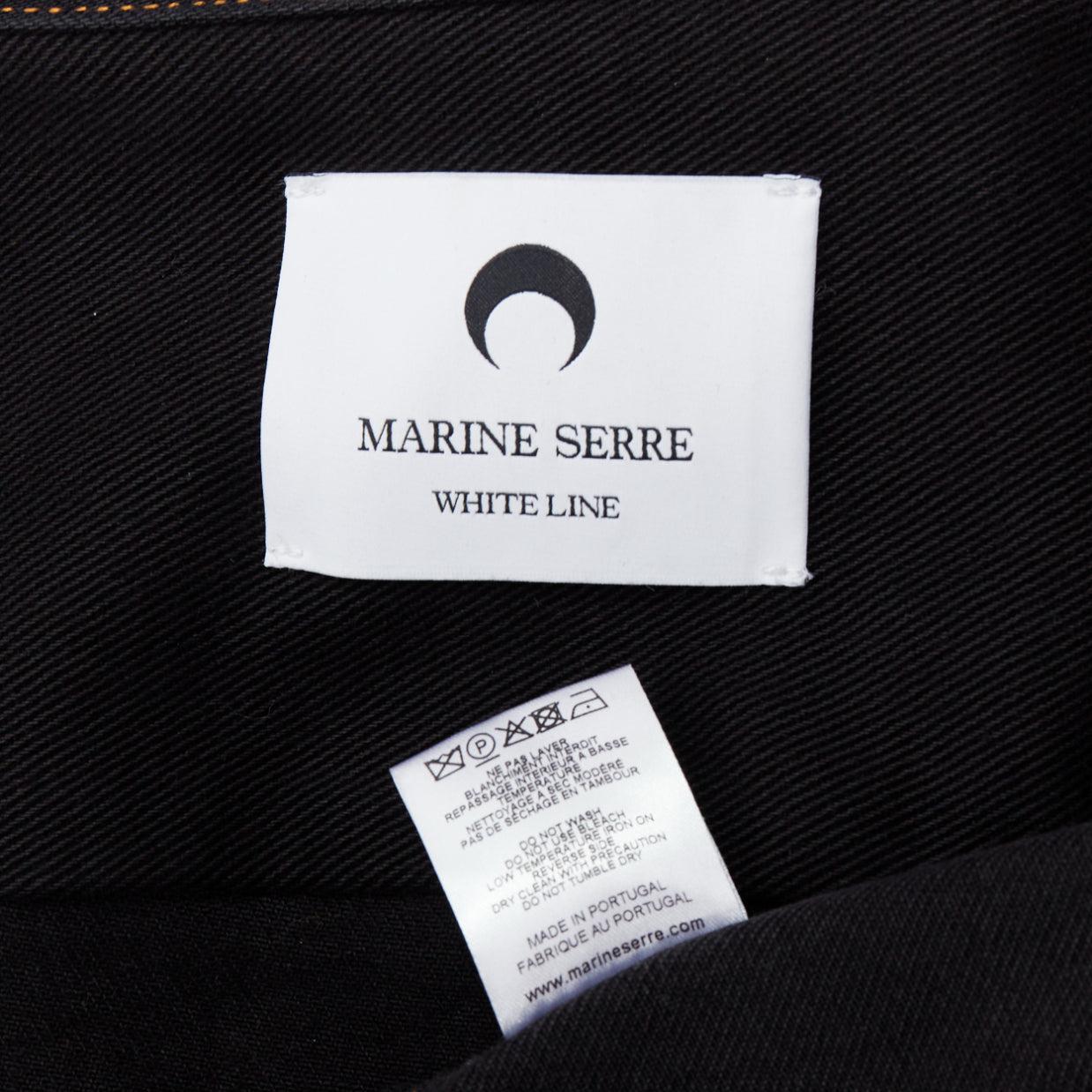 MARINE SERRE WHITE LINE Croissant de lune  imprimé denim noir  Veste FR48 M en vente 3