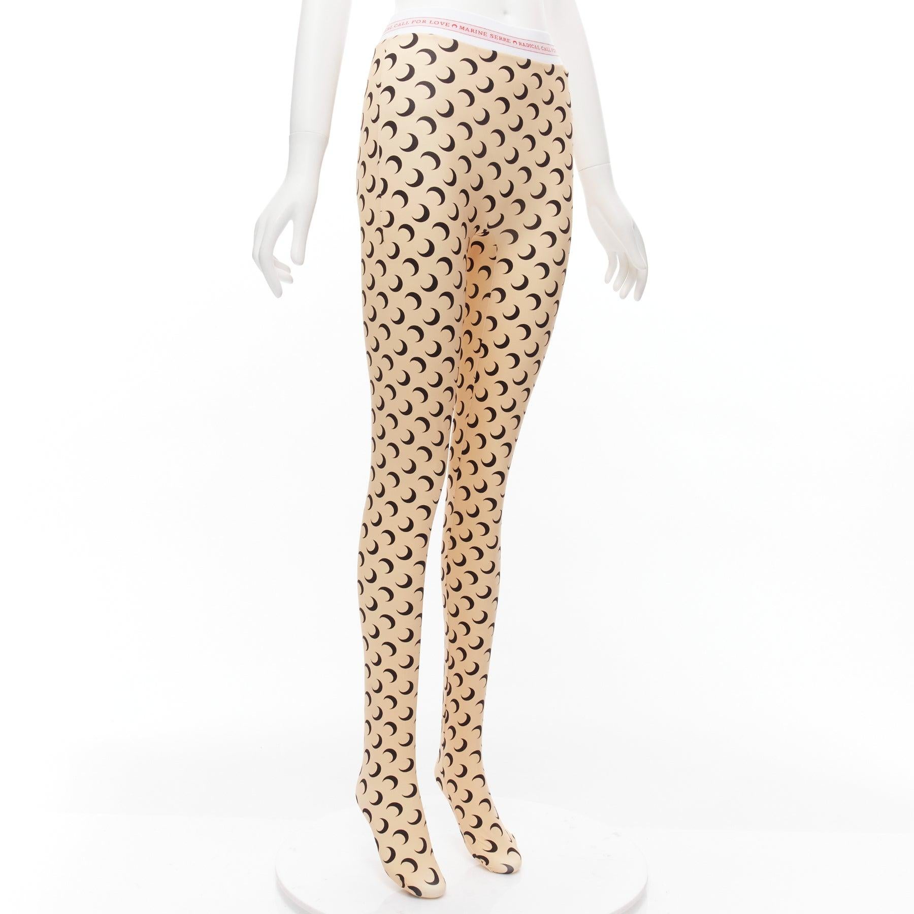 MARINE SERRE Whiteline Fuseaux Crescent Moon medias de cintura con logotipo negro L Beige en venta