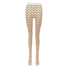 MARINE SERRE Whiteline Fuseaux Crescent Moon nude black logo waist tights L