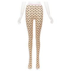 MARINE SERRE Whiteline Fuseaux Crescent Moon nude noir logo collants taille L