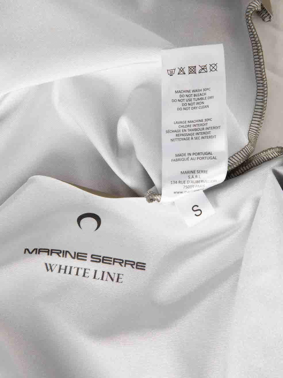 Marine Serre Women's Khaki Borderline White Line Printed Top For Sale 3