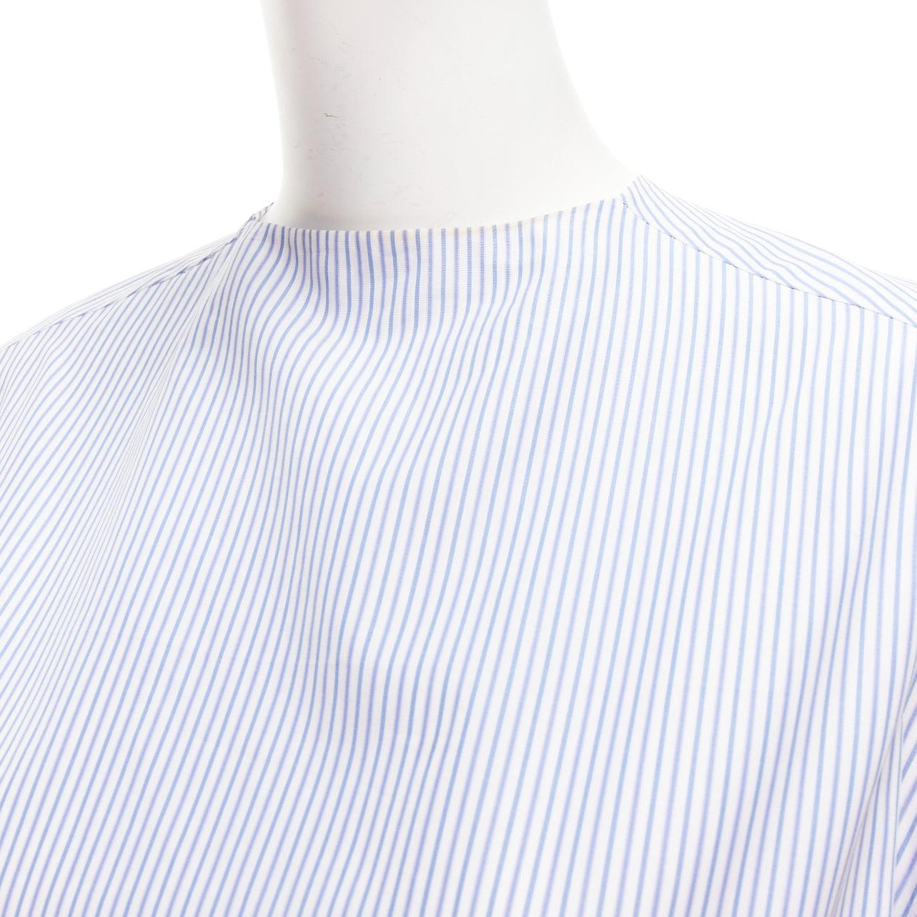 MARINE SERRE yellow blue white pinstriped puff sleeve peplum top M For Sale 2