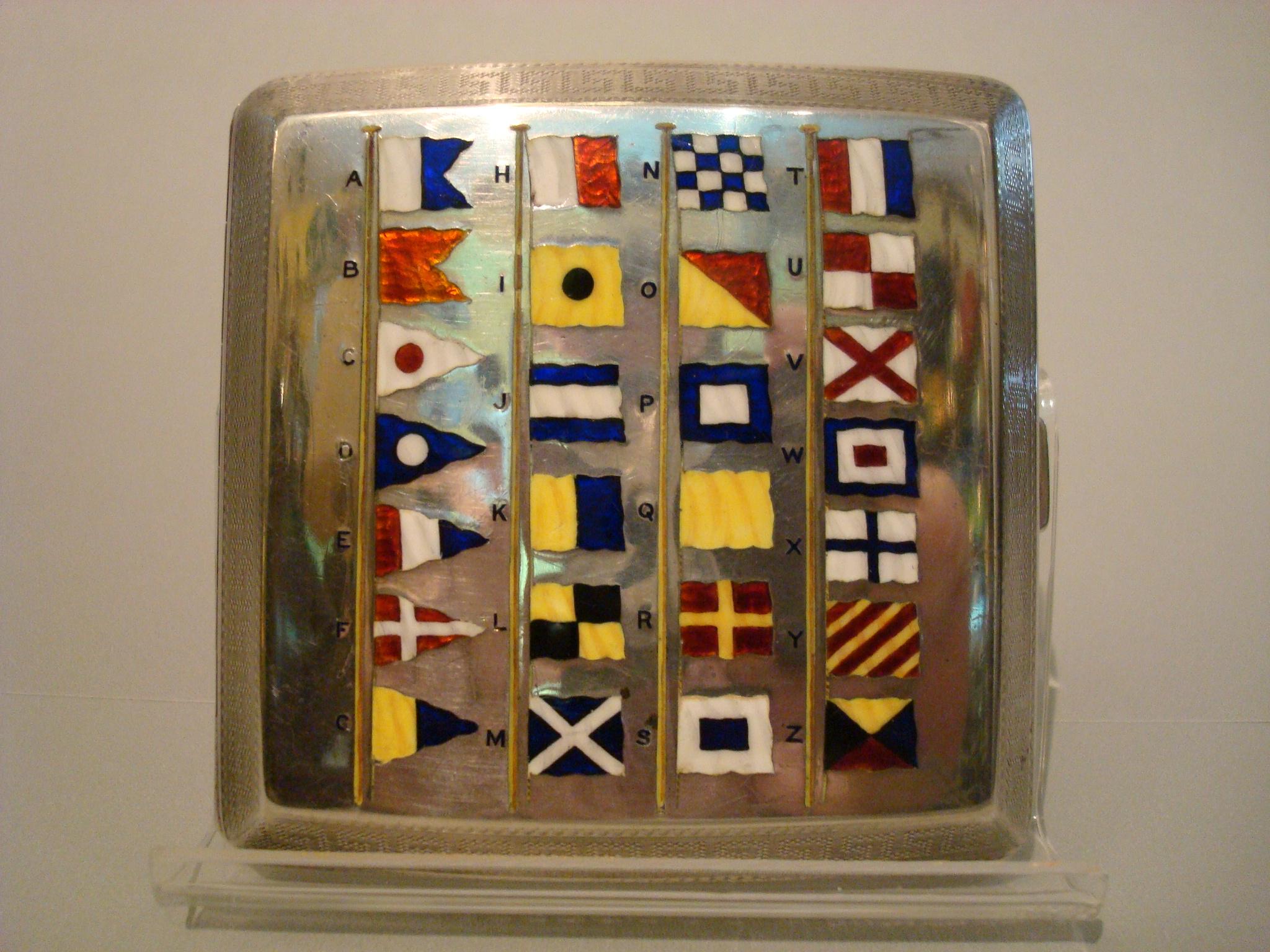 Marine Signal Flag Silver Enamel Cigarette Case by Benzie Cowes 1