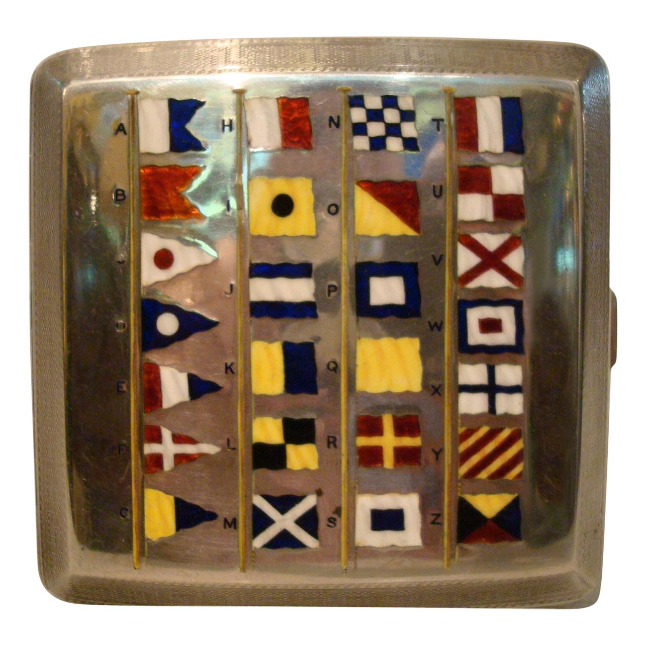 Marine Signal Flag Silver Enamel Cigarette Case by Benzie Cowes