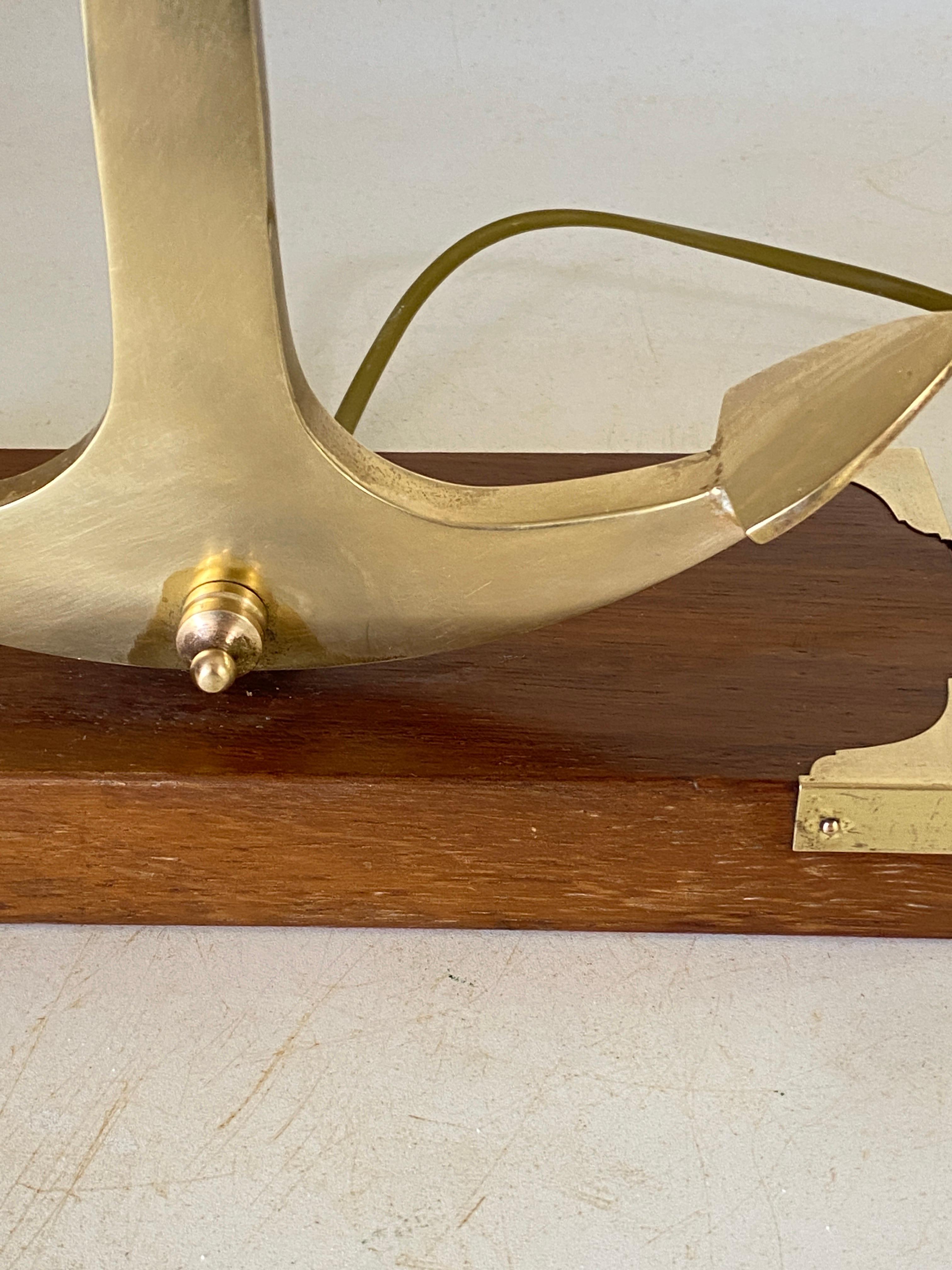 Marine Table lamp with an anchor in Gold-Colored Brass, circa 1960 France For Sale 8