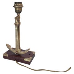 Marine Table lamp with an anchor in Gold-Colored Brass circa 1960 France