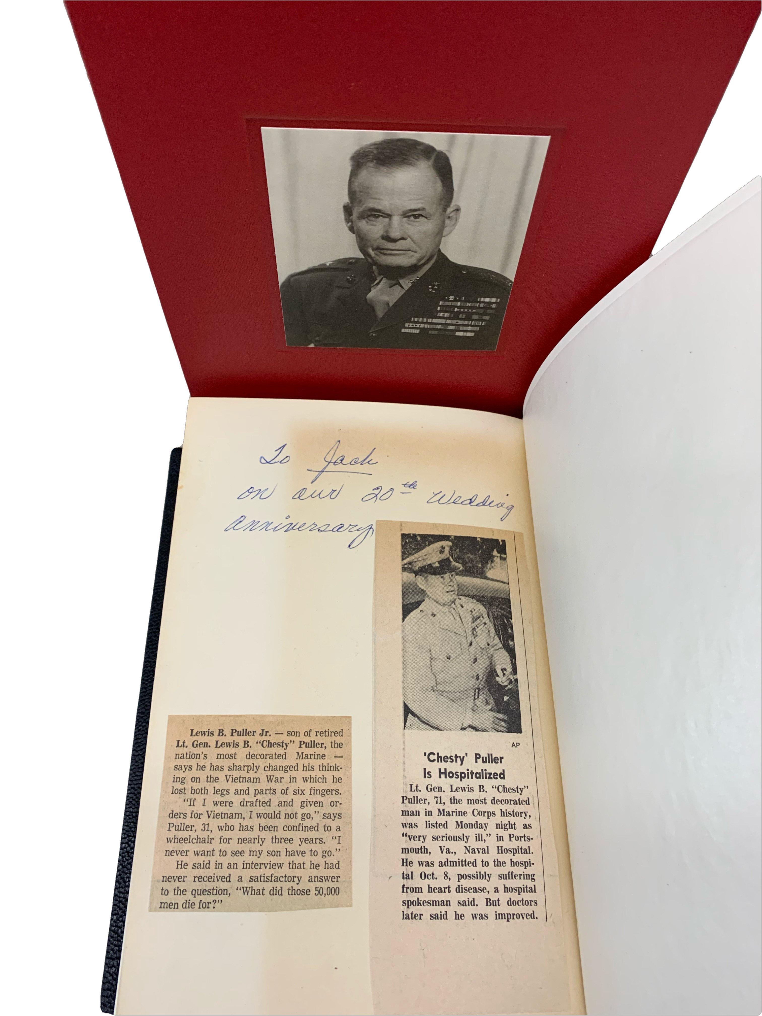Leather Marine! The Life of Chesty Puller by Burke Davis, Signed by Chesty Puller, 1962