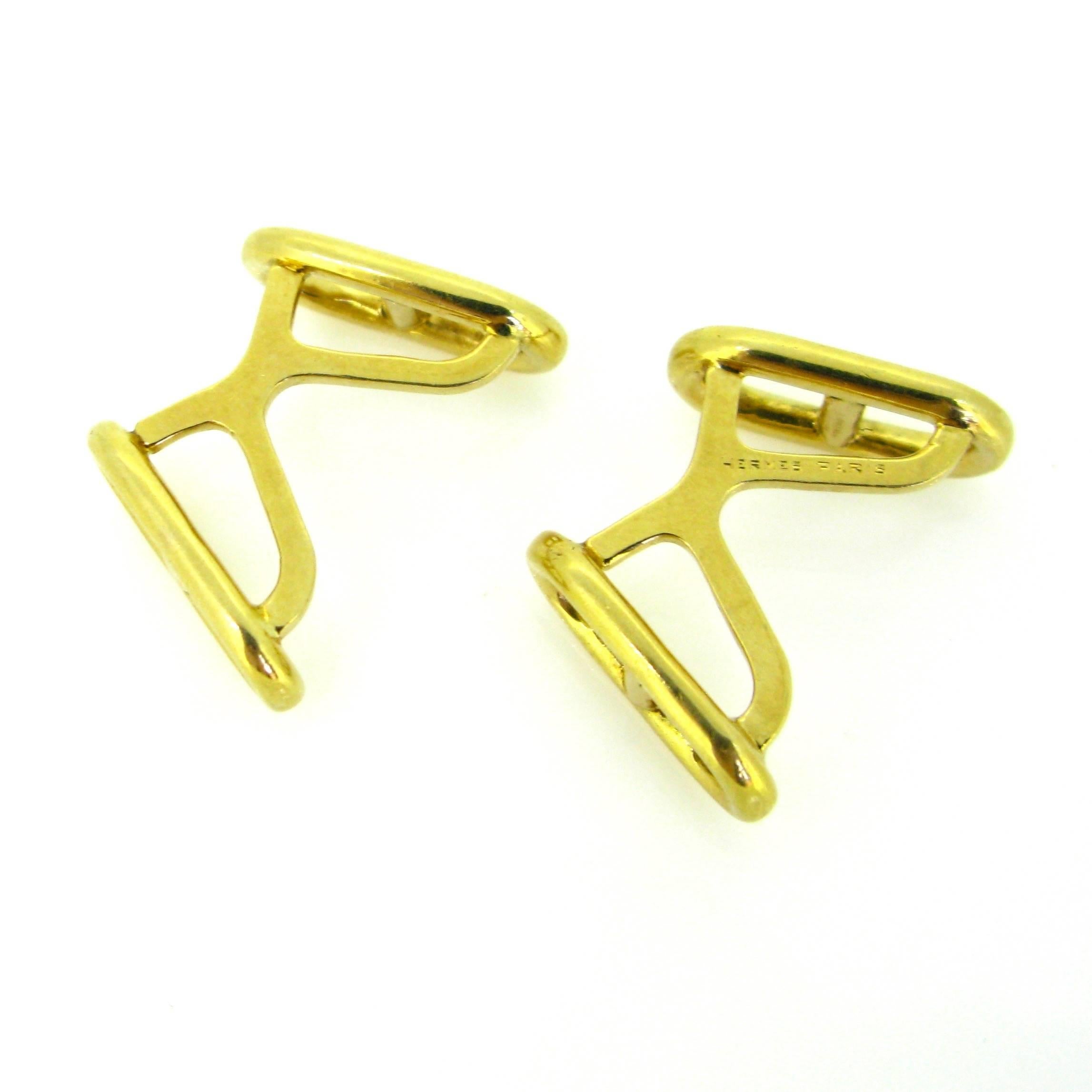 Marine Yellow Gold Cufflinks by Hermes Paris In New Condition In London, GB