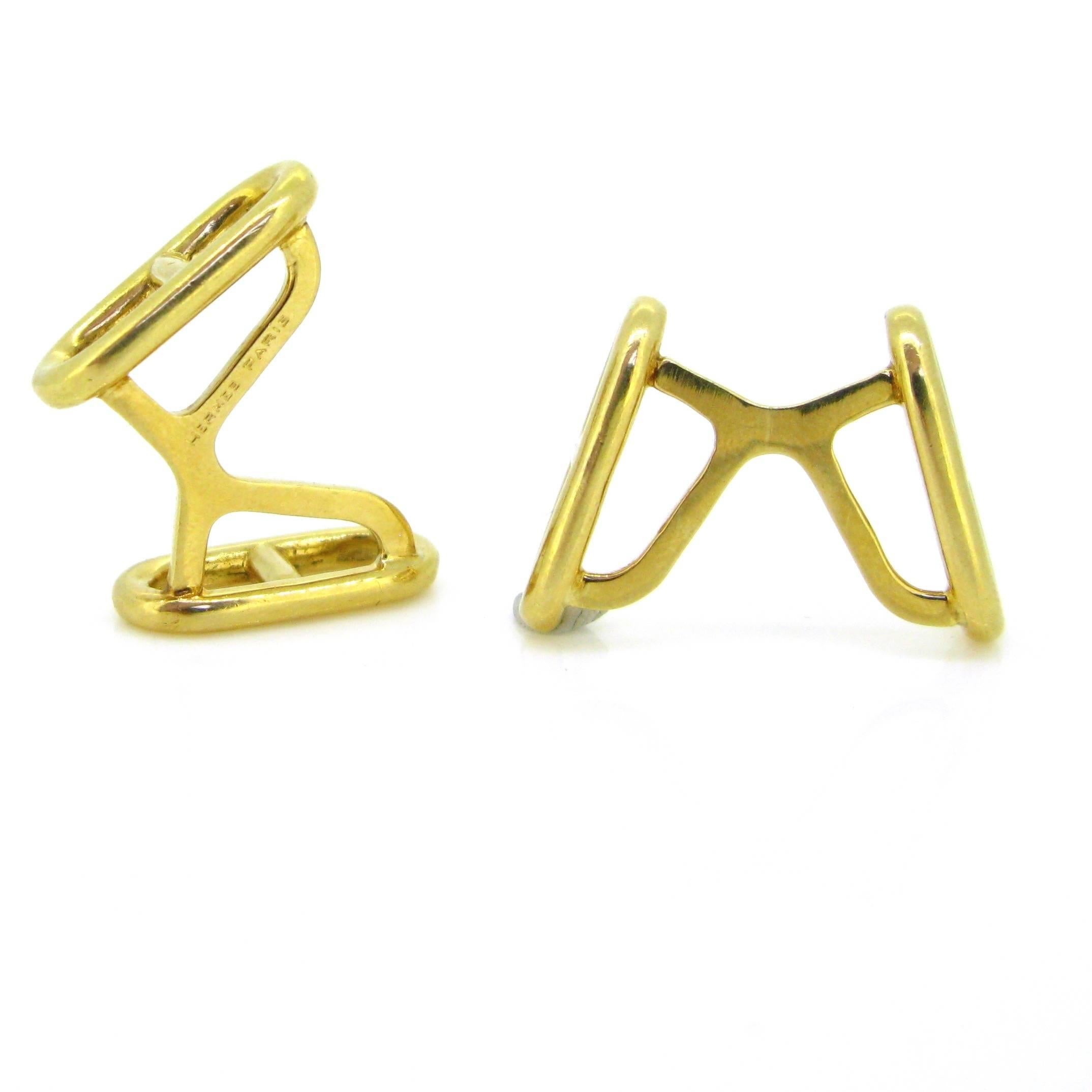 Women's or Men's Marine Yellow Gold Cufflinks by Hermes Paris