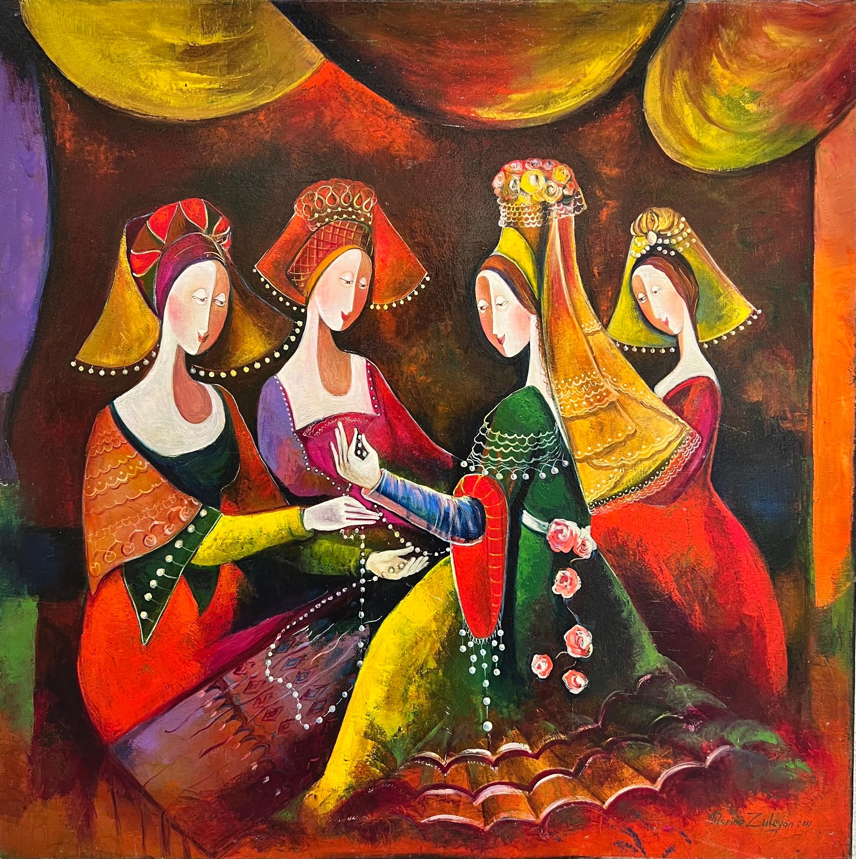 Figurative Painting Marine Zuloyan - Jewell Contemporary Painting, Making Jewels.