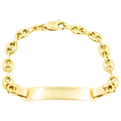 Vintage Mariner Anchor Link Baby Child's ID Yellow Gold Bracelet