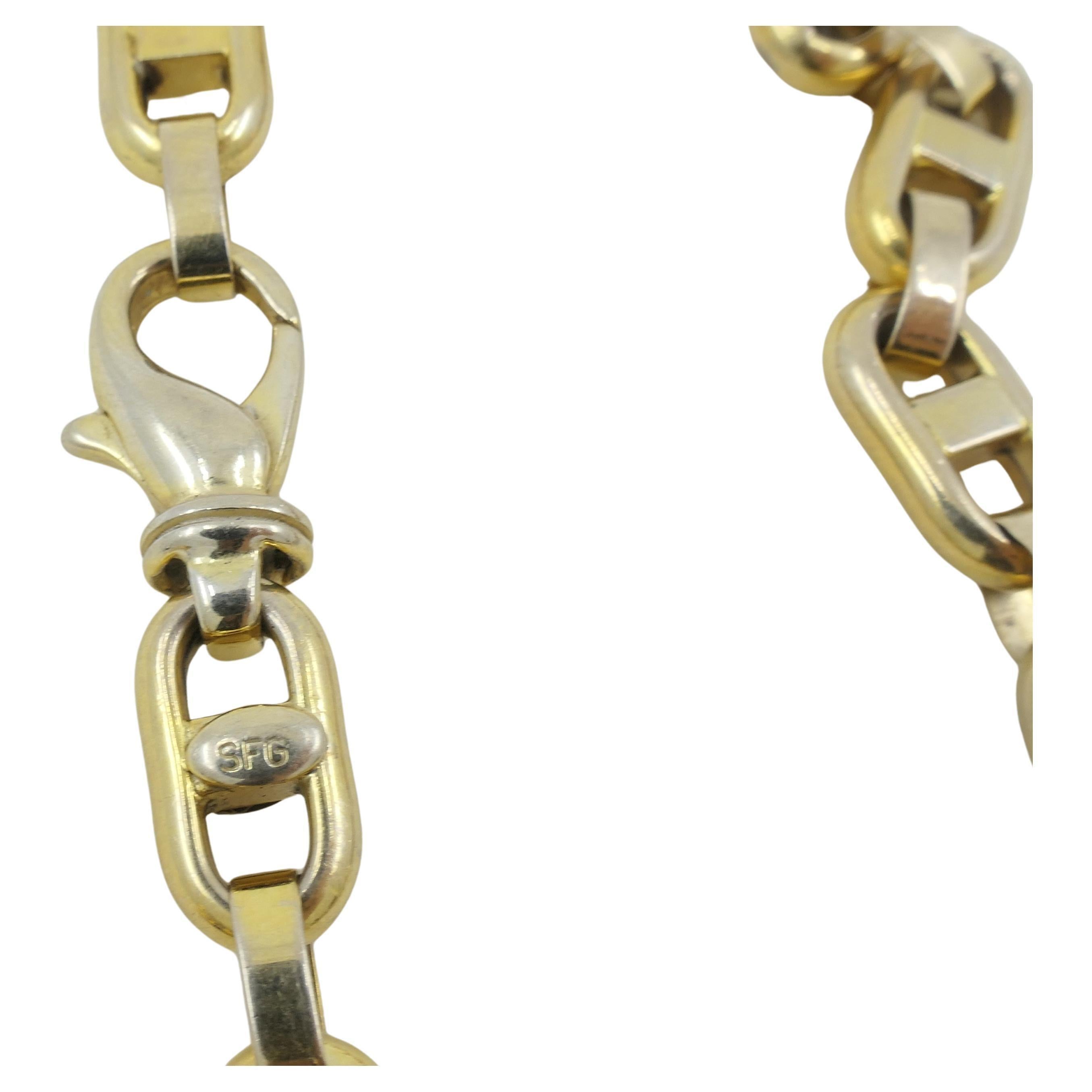 Women's or Men's Mariner Chain Necklace 14k Gold Vintage Jewelry For Sale