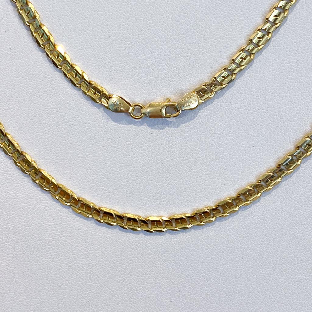 Mariner Link Beveled Diamond-Cut 4mm Necklace 14K Solid Gold 20