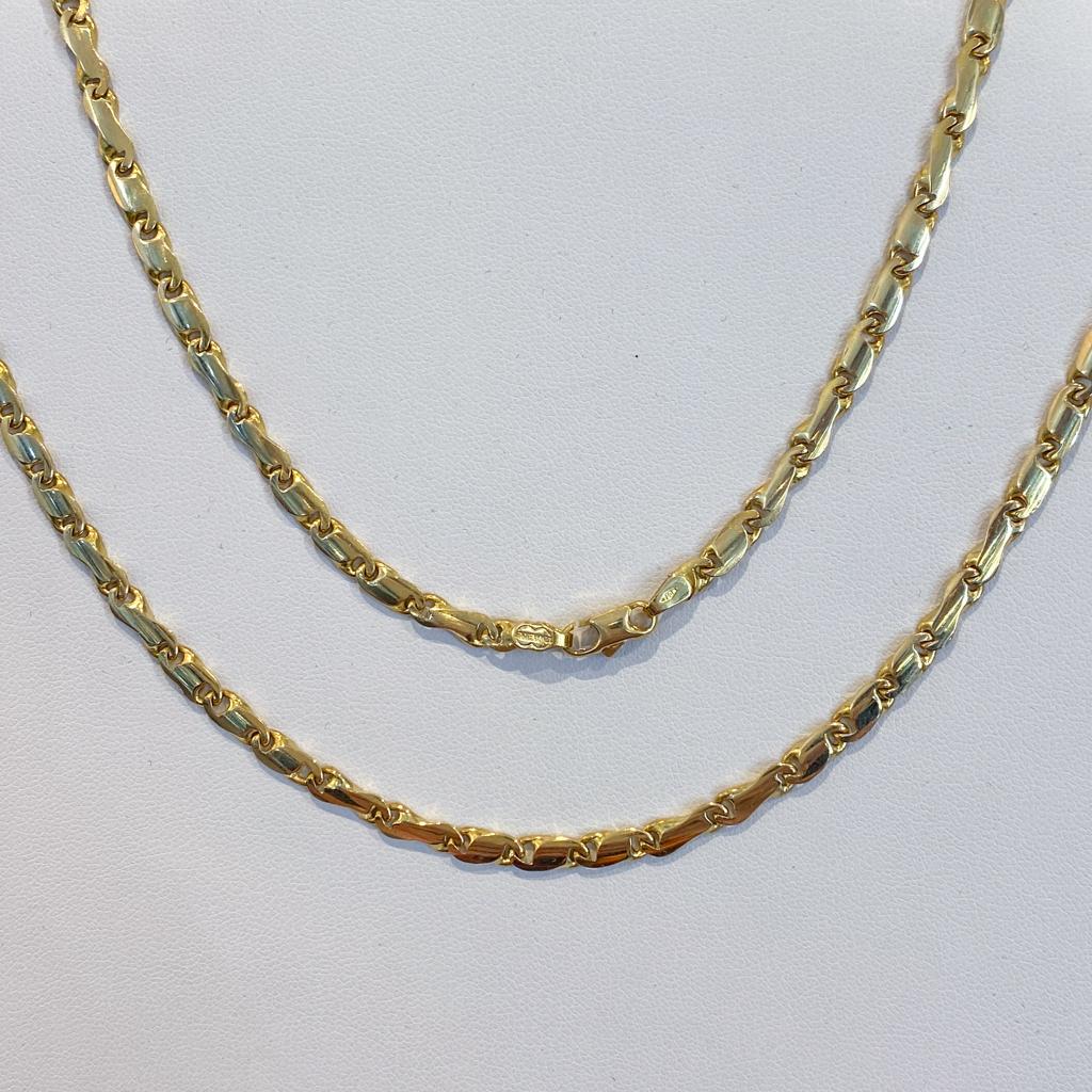 Women's or Men's Mariner Link Beveled Diamond-Cut 4mm Necklace 14K Solid Gold 20