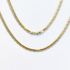Vintage Mariner Link Beveled Diamond-Cut 4mm Necklace 14K Solid Gold 20" Chain