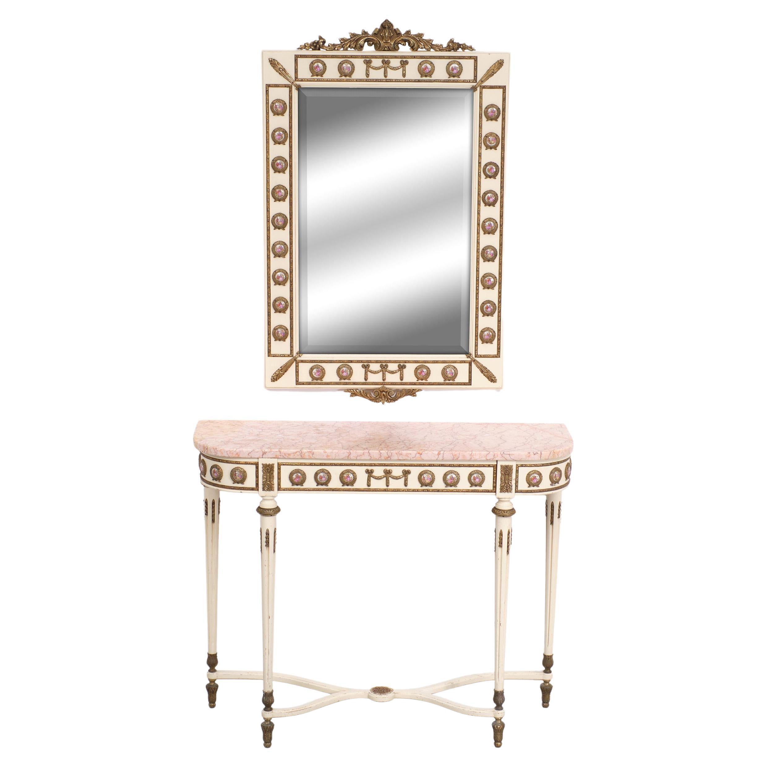 Mariner SA Console Table and Mirror Louis XVI, 1950s, Spain