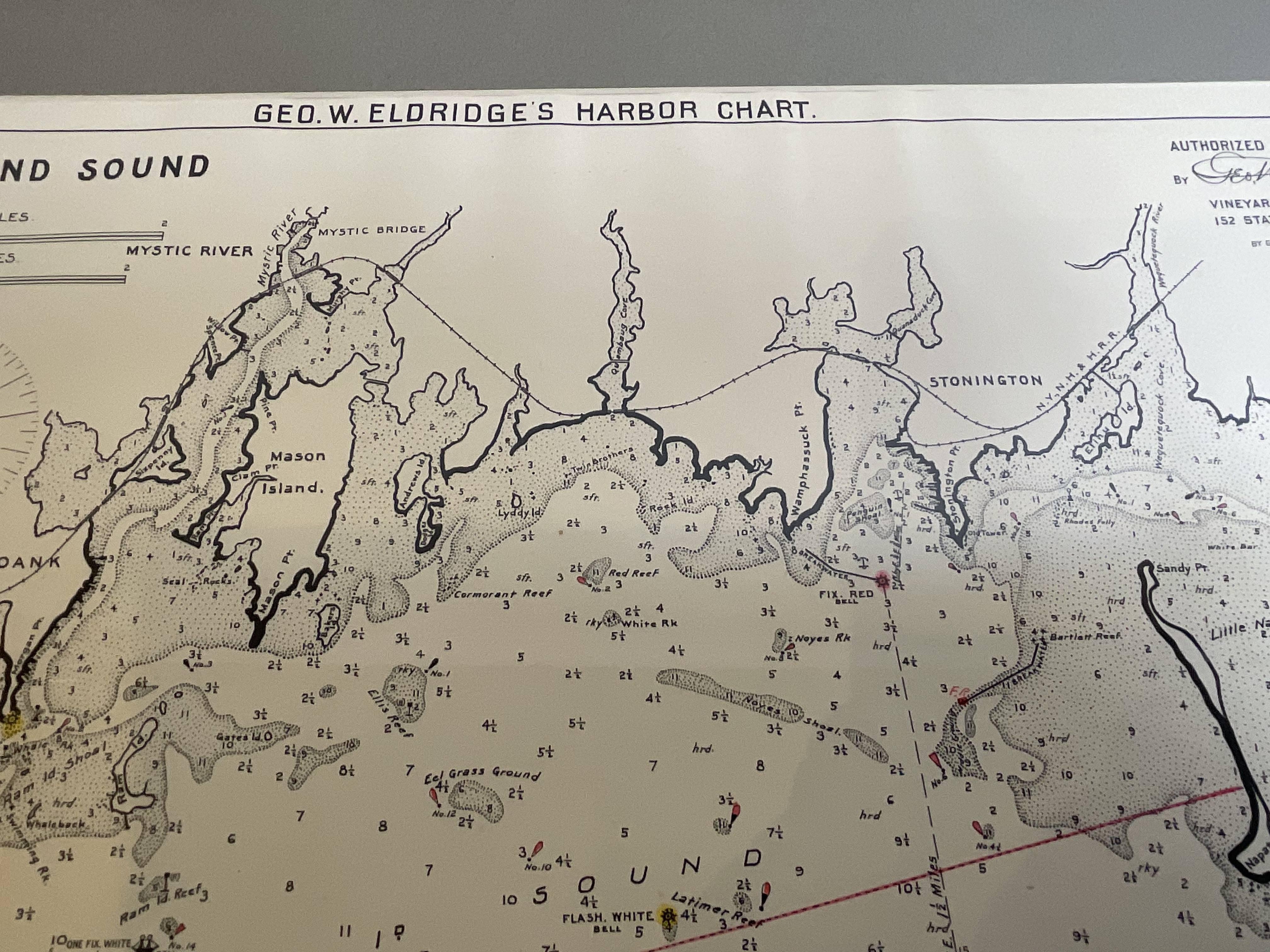 Mariners Chart of Fishers Island Sound by George Eldridge 1901 For Sale 4