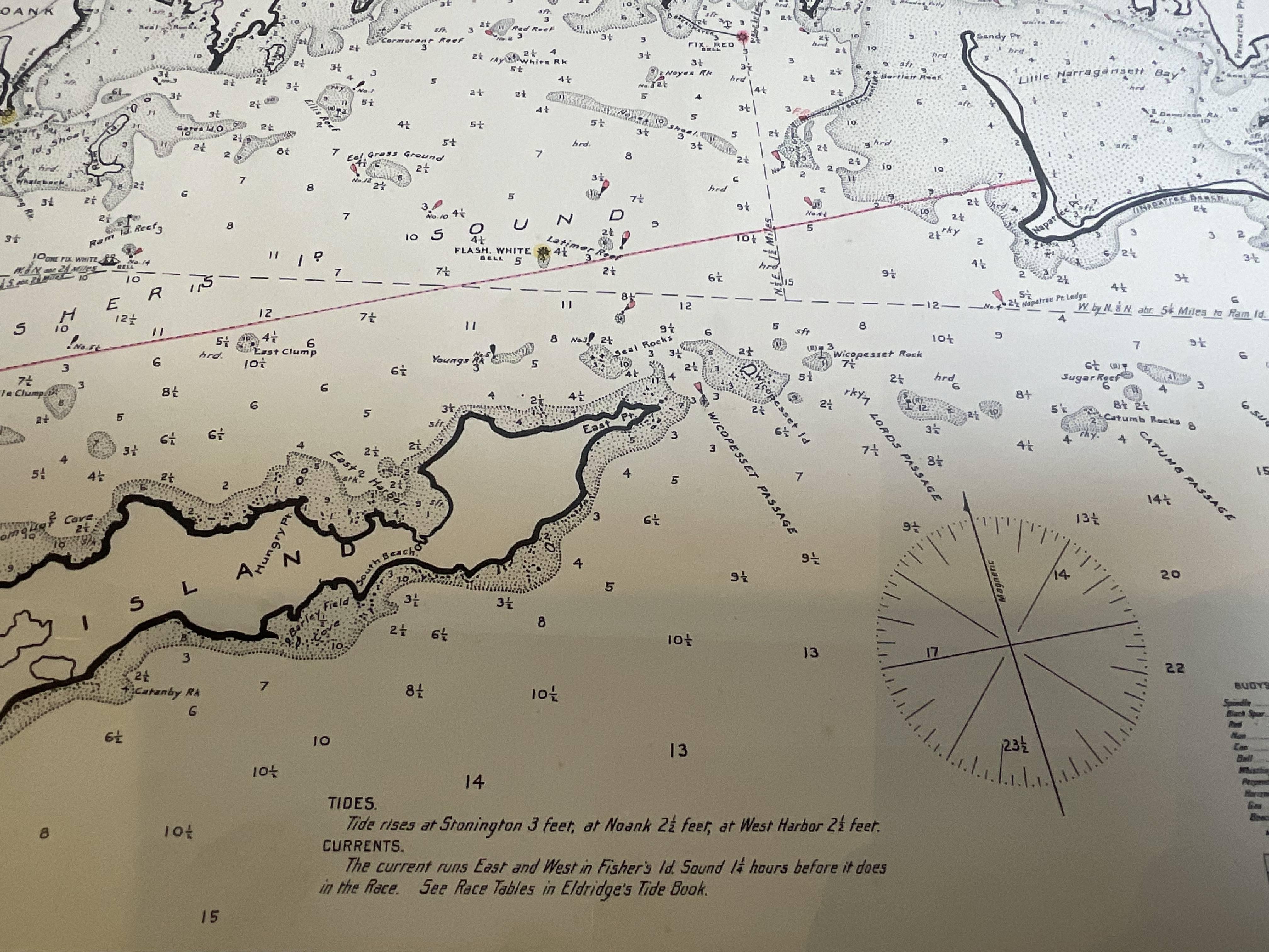 Mariners Chart of Fishers Island Sound by George Eldridge 1901 For Sale 7