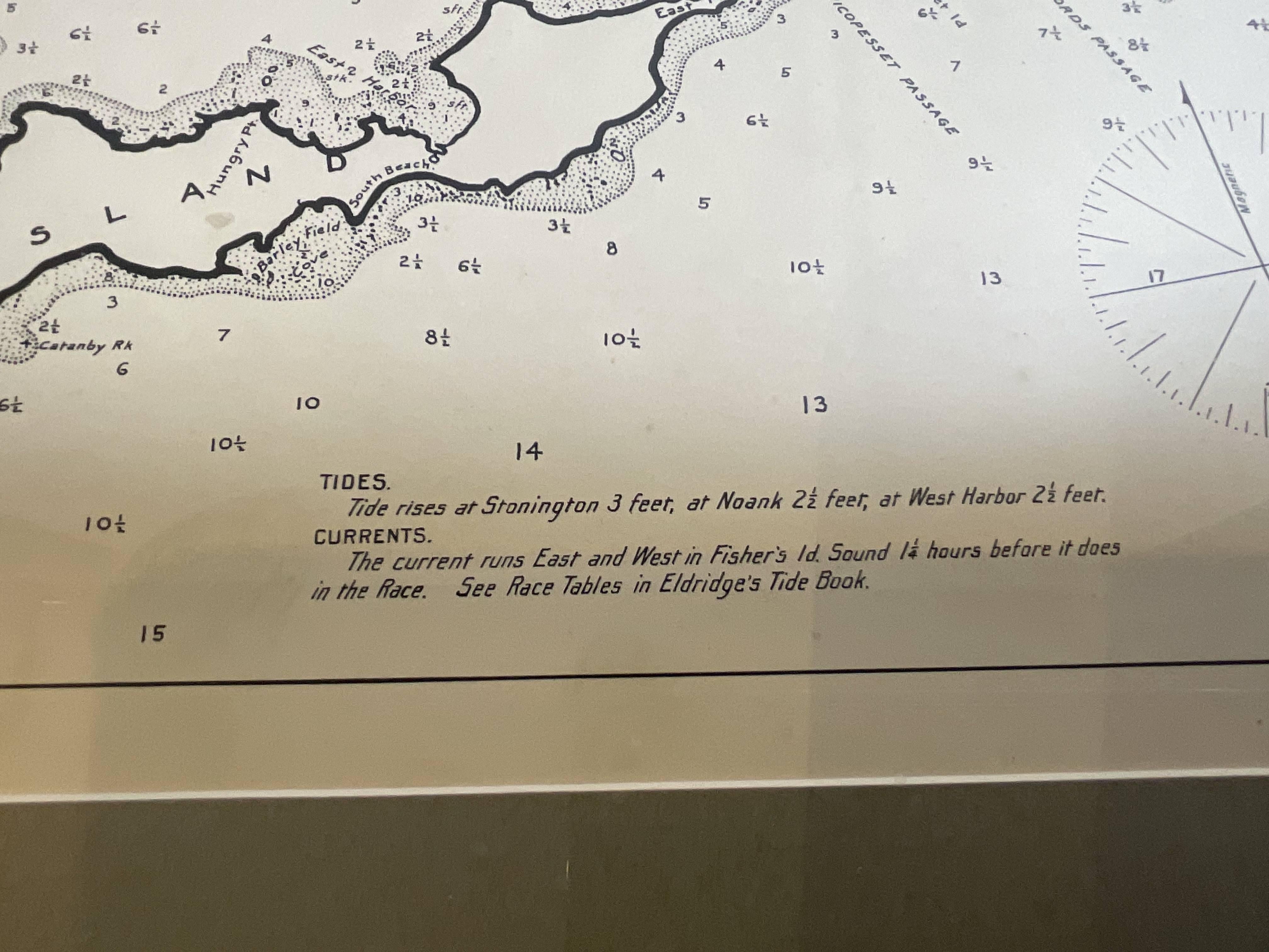 Early 20th Century Mariners Chart of Fishers Island Sound by George Eldridge 1901 For Sale