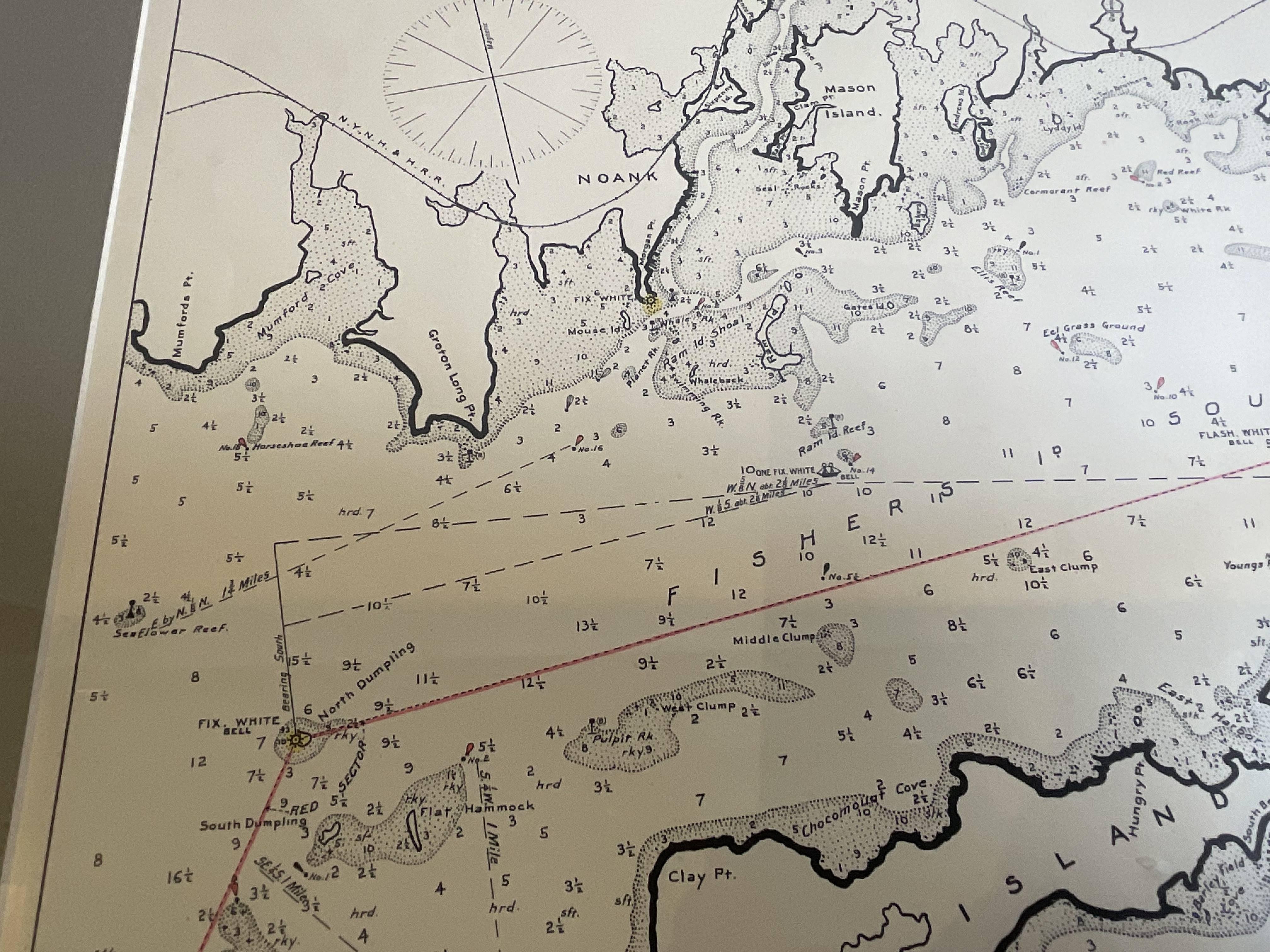 Mariners Chart of Fishers Island Sound by George Eldridge 1901 For Sale 2