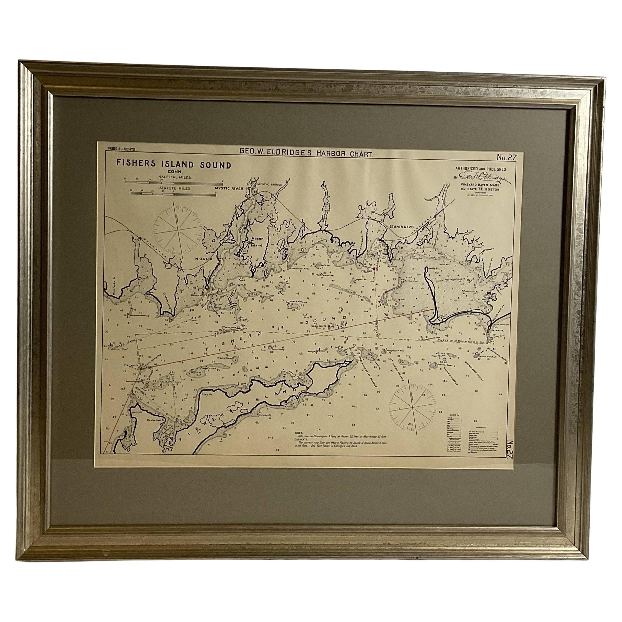 Mariners Chart of Fishers Island Sound von George Eldridge 1901