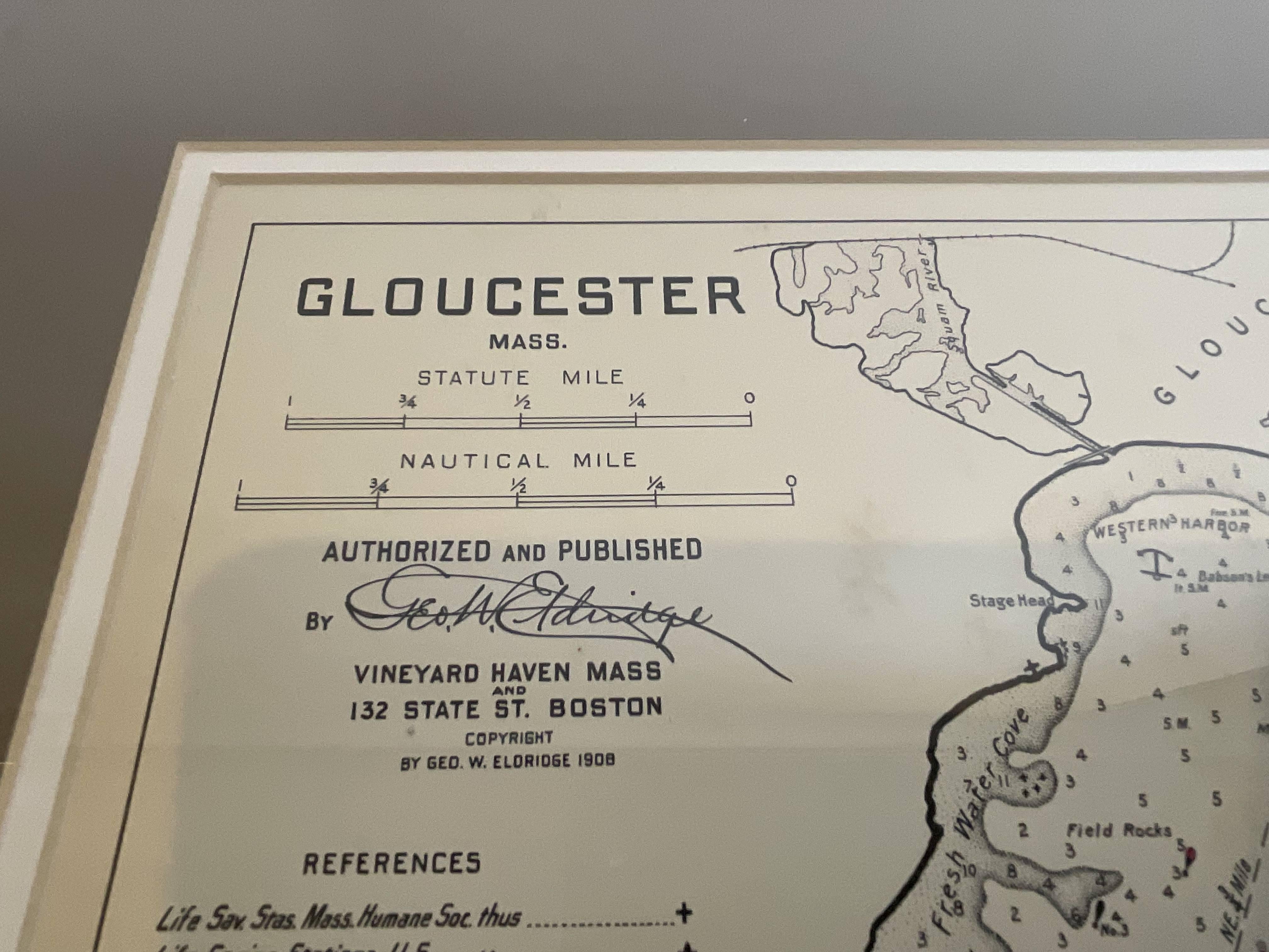 Mariners Chart of Gloucester and Rockport by George Eldridge 1910 For Sale 5