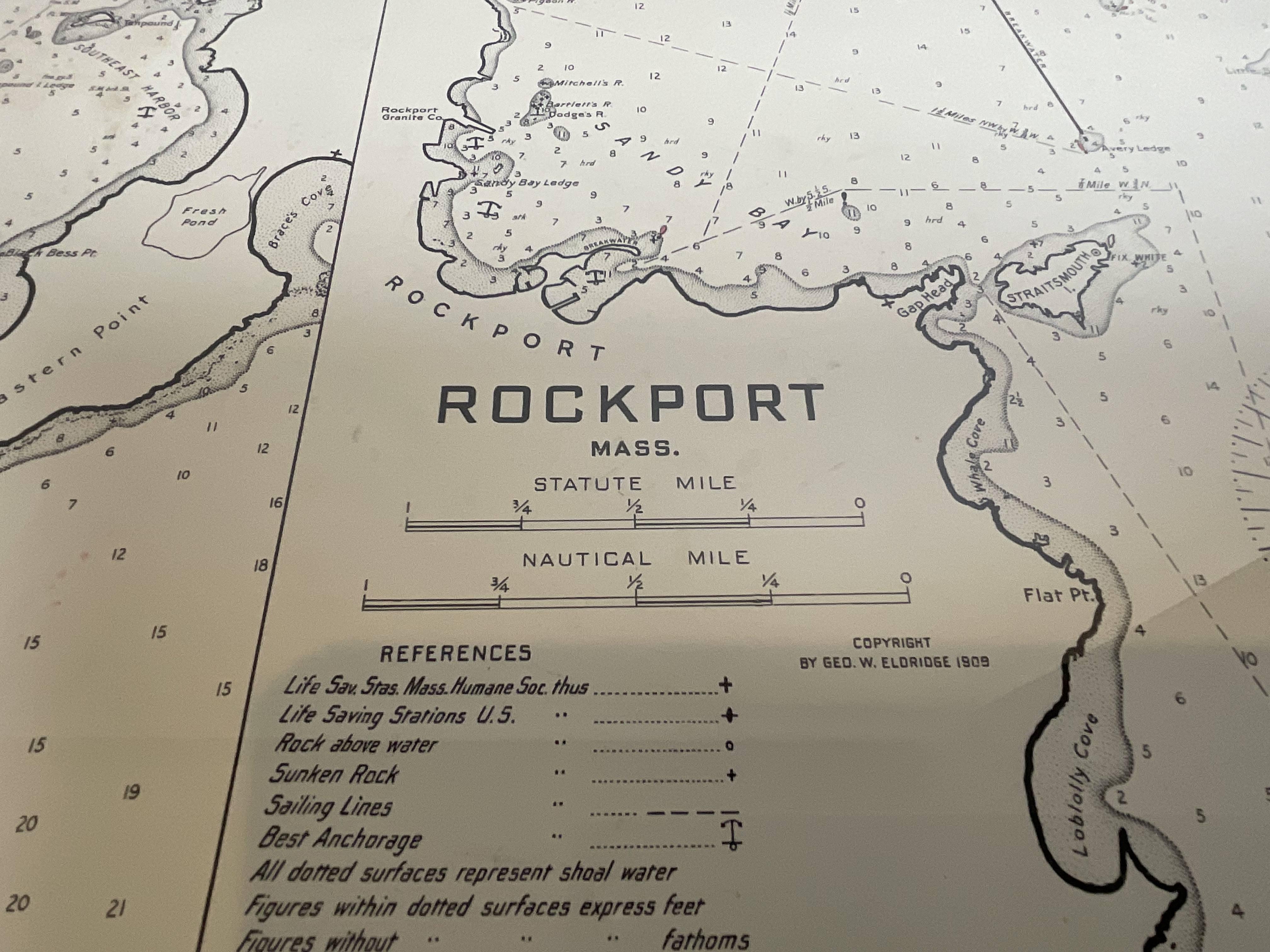 Mariners Chart of Gloucester and Rockport by George Eldridge 1910 For Sale 3