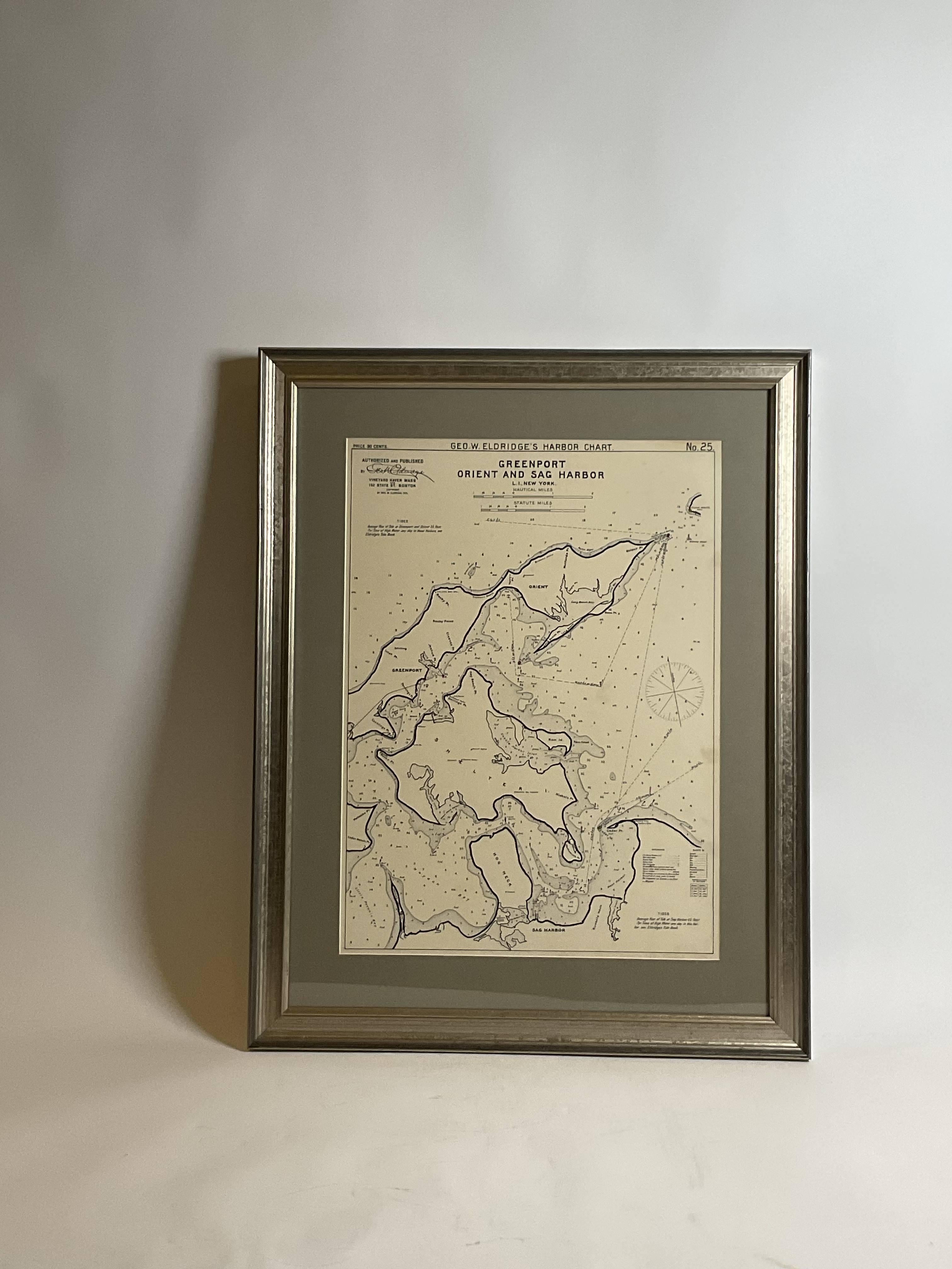 Mariners Chart of Greenport, and Sag Harbor by George Eldridge 1901 In Good Condition In Norwell, MA