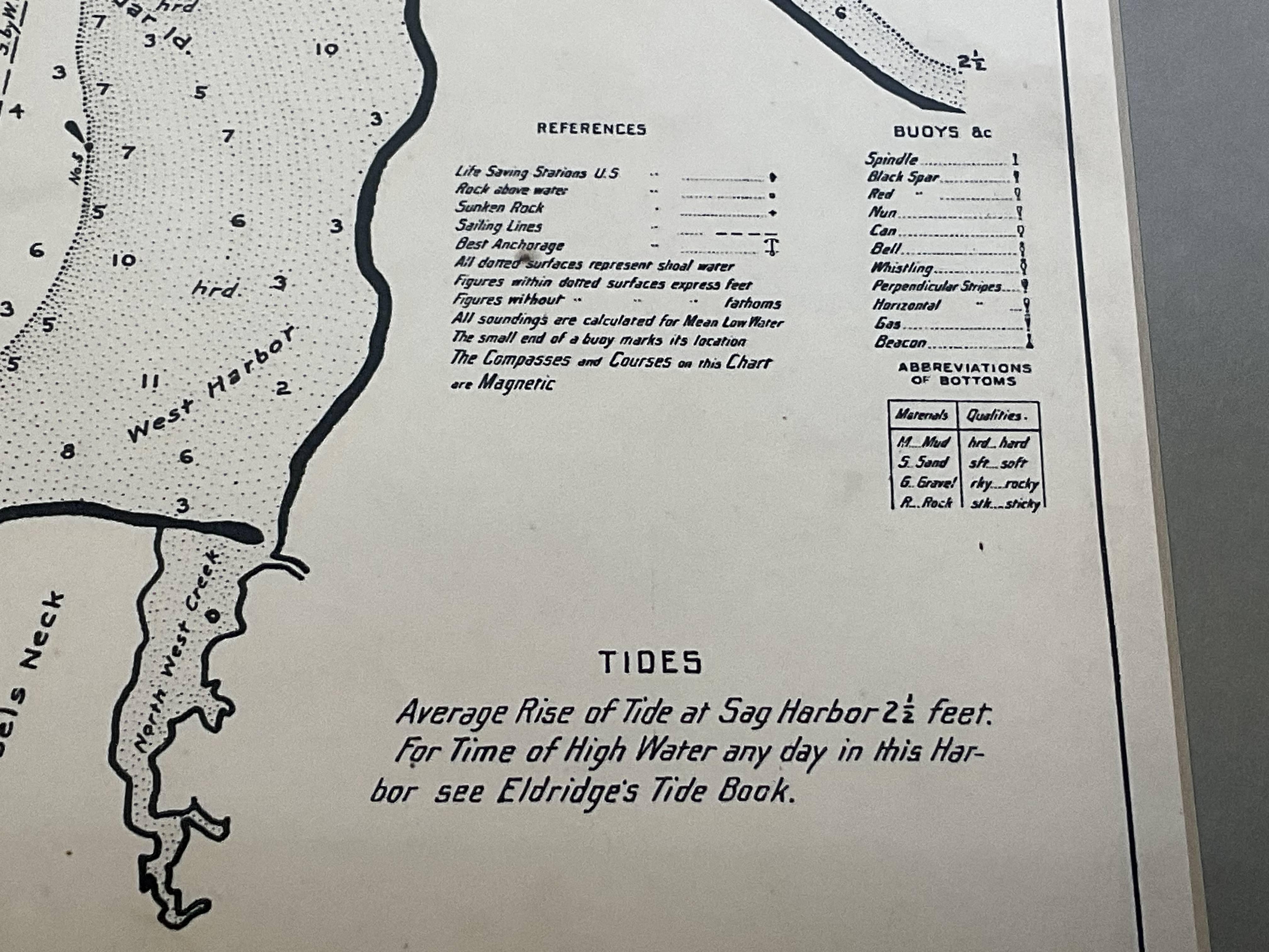 Mariners Chart of Greenport, and Sag Harbor by George Eldridge 1901 1