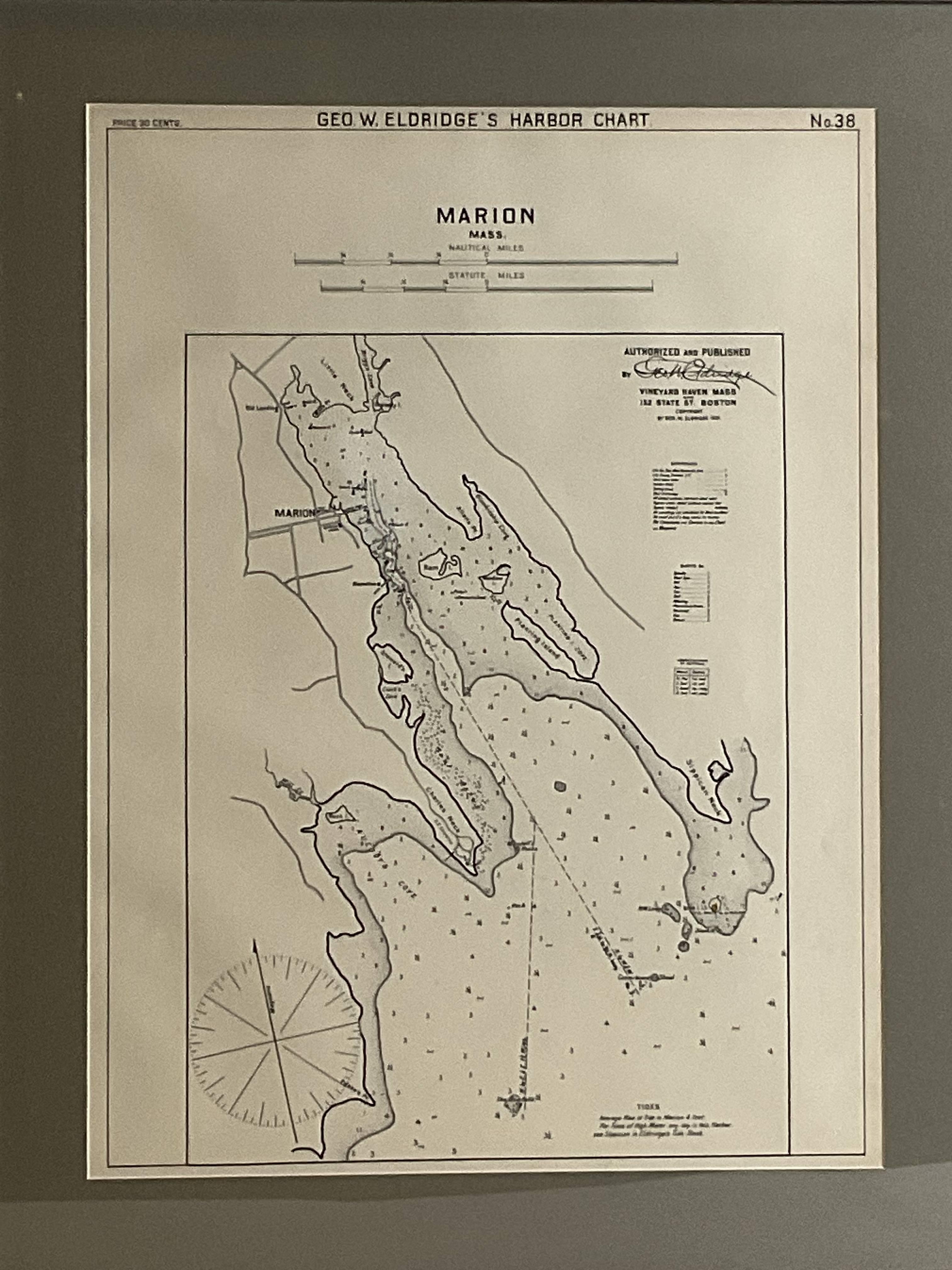 Mariners Chart of Marion Massachussets by George Eldridge 1901 In Good Condition For Sale In Norwell, MA