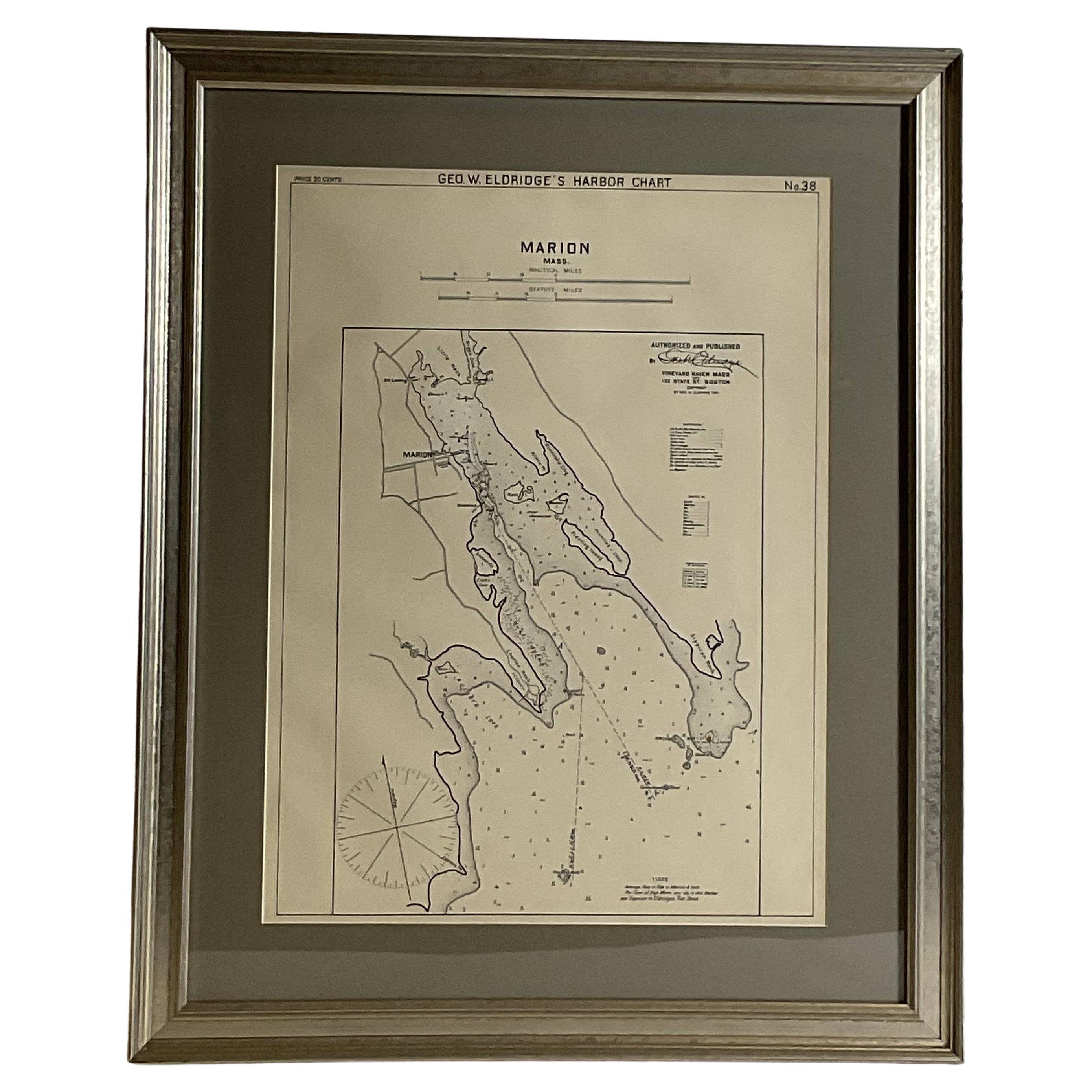 Mariners Chart of Marion Massachussets by George Eldridge 1901 For Sale