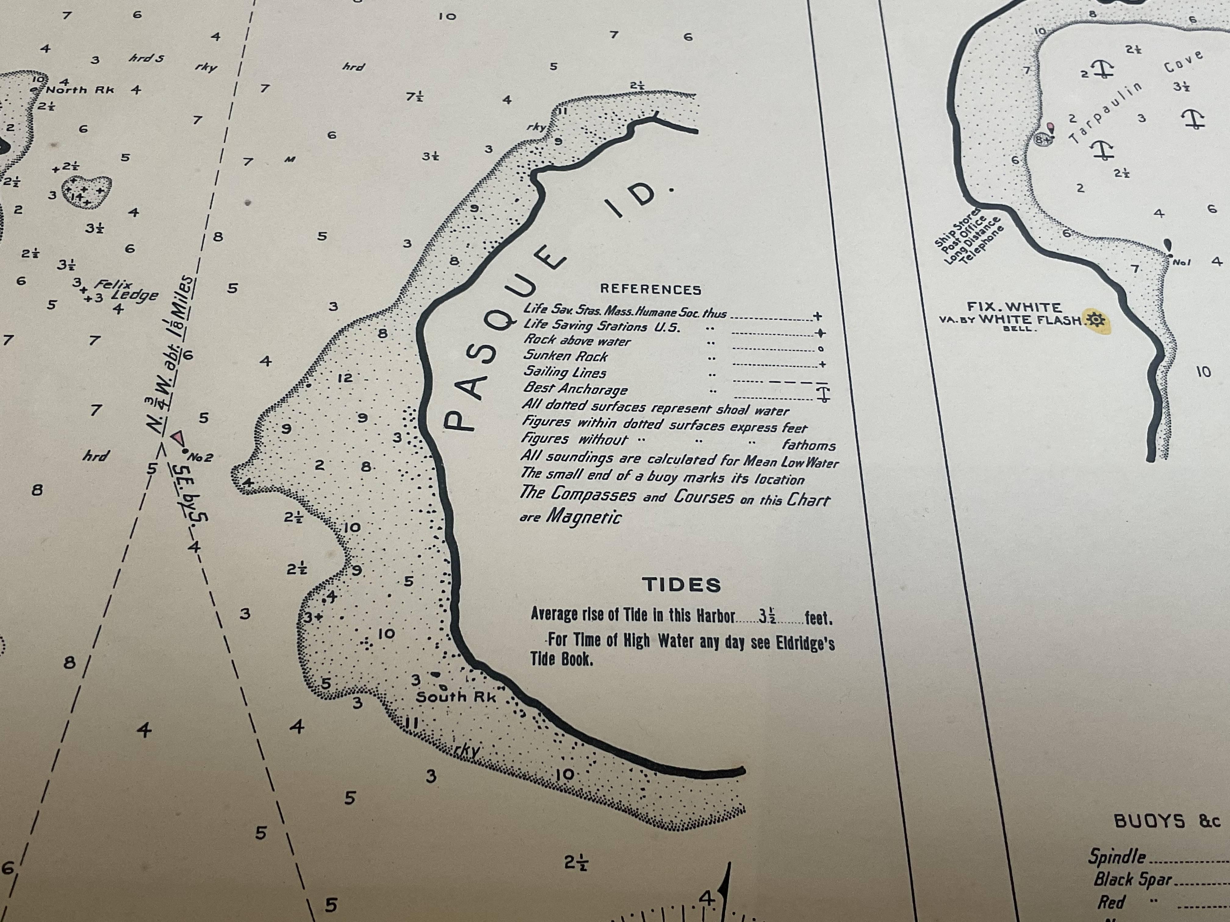 Mariners Chart of Quicks Hole and Tarpaulin Cove by George Eldridge 1901 For Sale 4