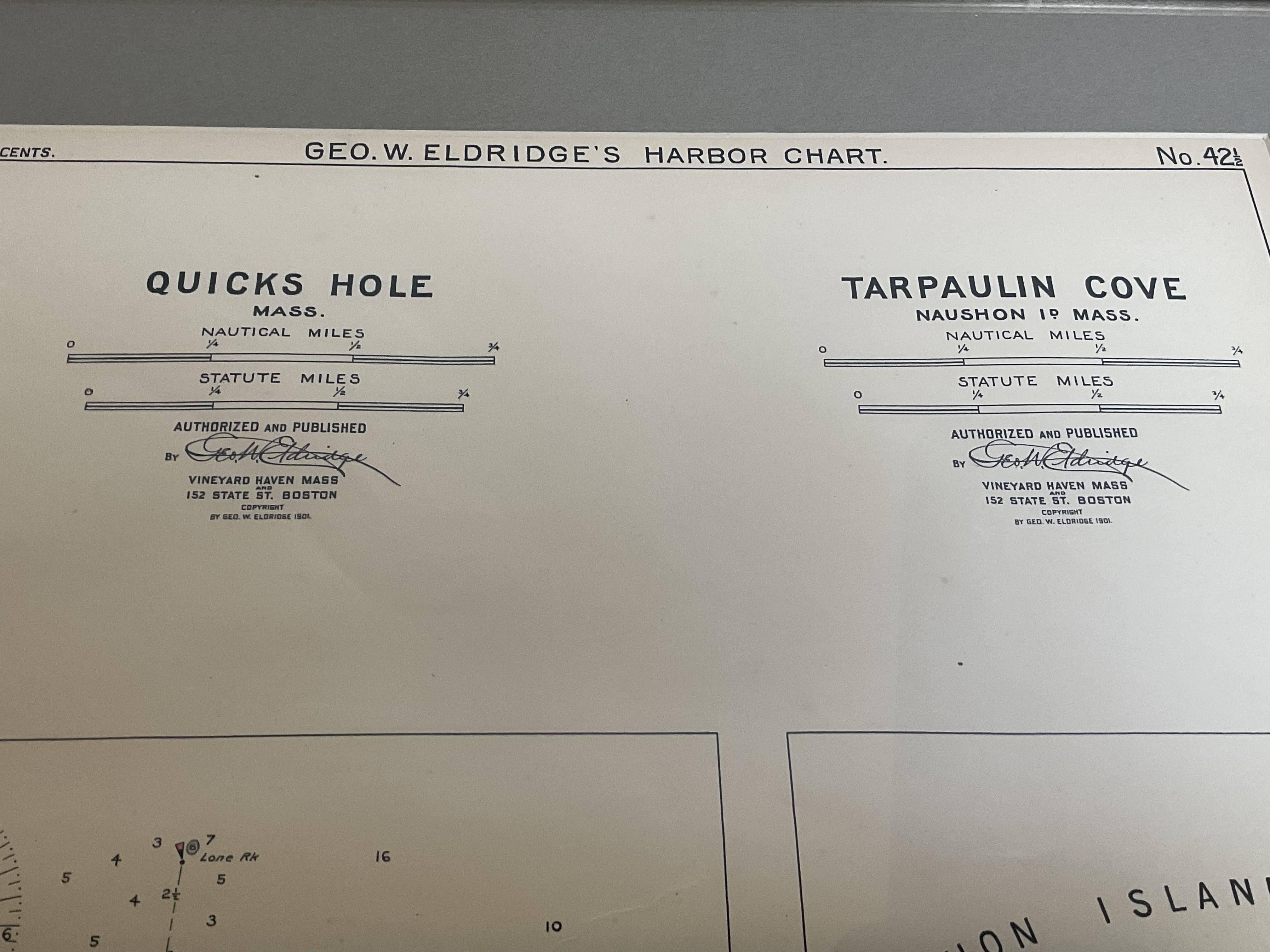Mariners-Karte der Quicks Hole und Tarpaulin Cove von George Eldridge 1901 im Angebot 5