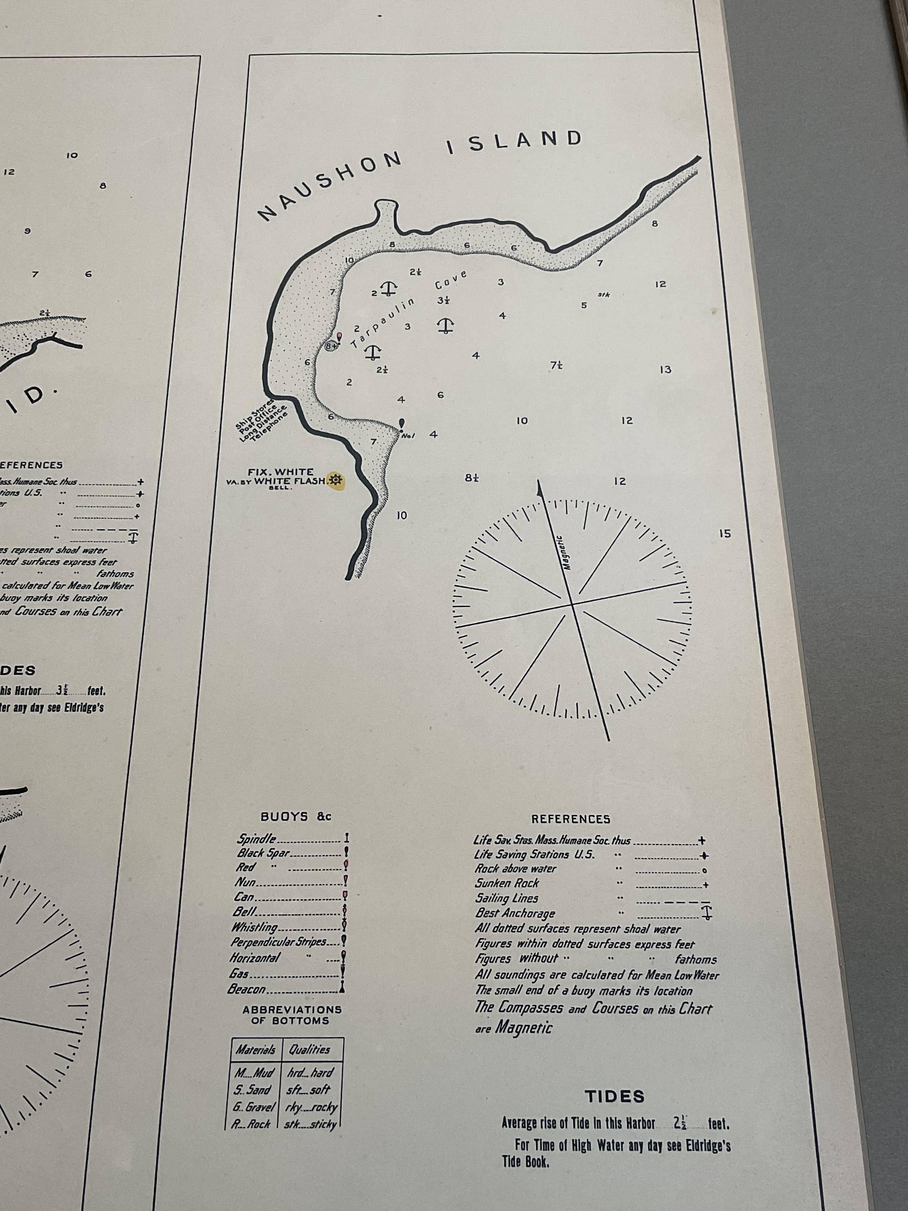 Mariners-Karte der Quicks Hole und Tarpaulin Cove von George Eldridge 1901 im Angebot 2