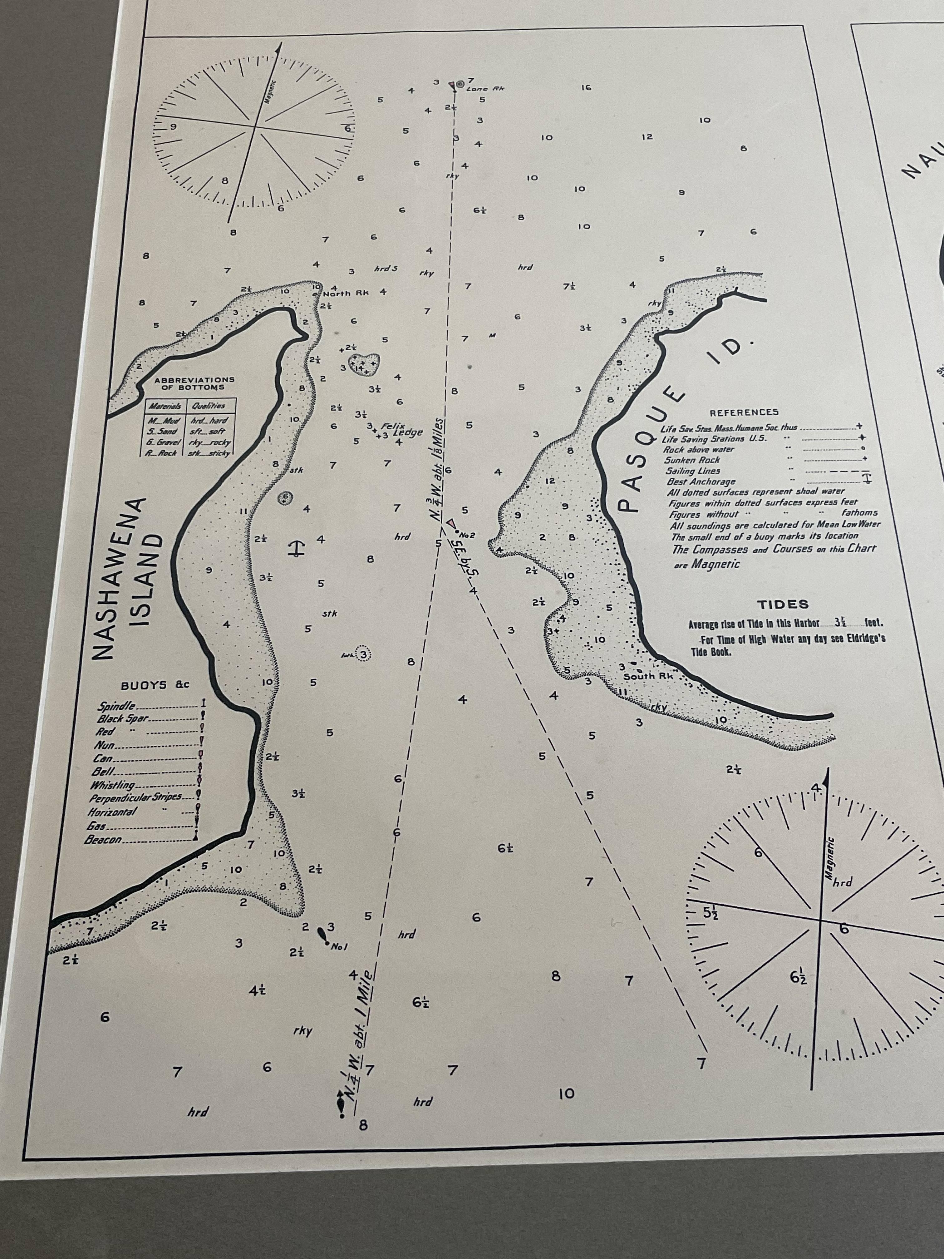 Mariners-Karte der Quicks Hole und Tarpaulin Cove von George Eldridge 1901 im Angebot 3
