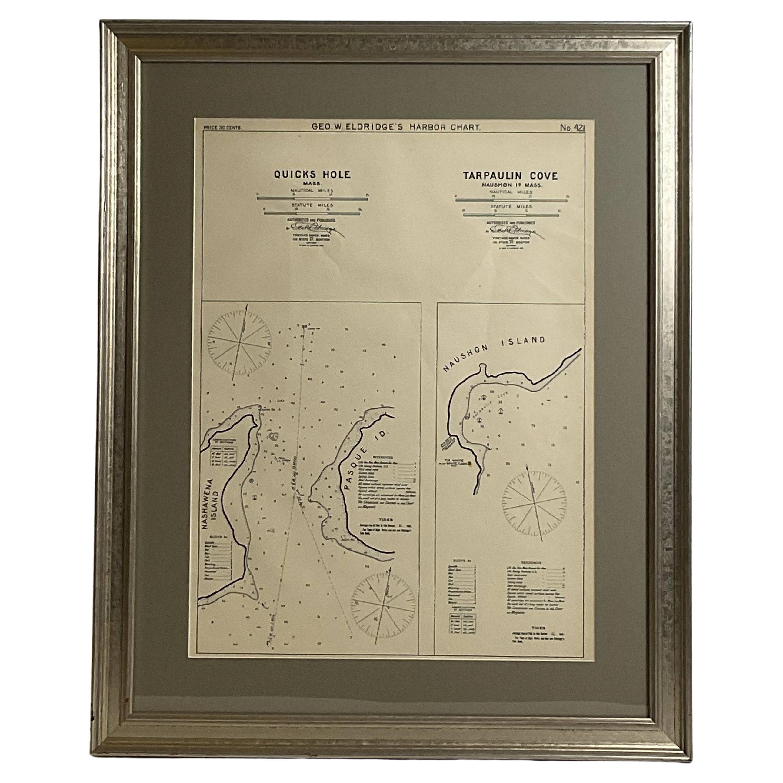 Mariners-Karte der Quicks Hole und Tarpaulin Cove von George Eldridge 1901 im Angebot